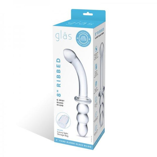 8in Ribbed G - spot Glass Dildo - The Pleasure Toys